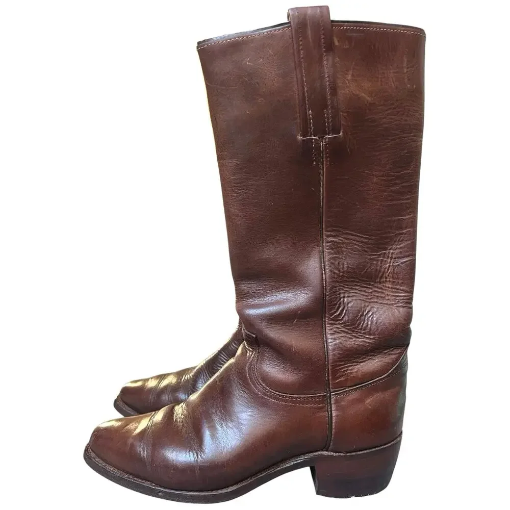 Vintage Brown Leather Roper Cowboy Boots w/ D. Mackay Cedar Shoe Trees Men’s 7